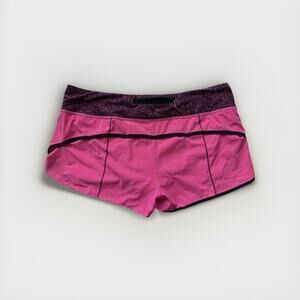 Lululemon Speed Shorts Women’s 10 Pink Black Trim Pattern Waistband Running
